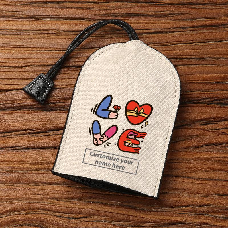 Customized Love English Key Bag for Men and Women