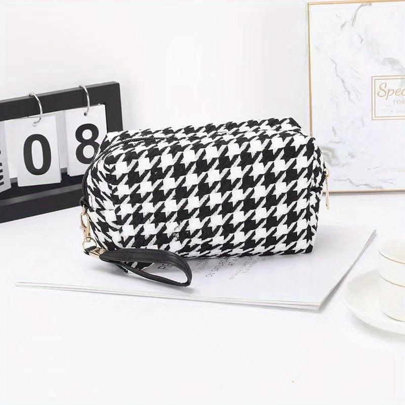 Houndstooth Makeup Bag Passport Bag Cosmetic Bag