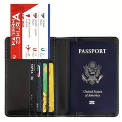 PU Leather Passport Holder Travel Ticket Business Card Organizer
