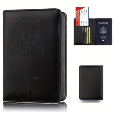 PU Leather Passport Holder Travel Ticket Business Card Organizer