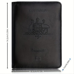 PU Leather Passport Holder Travel Ticket Business Card Organizer