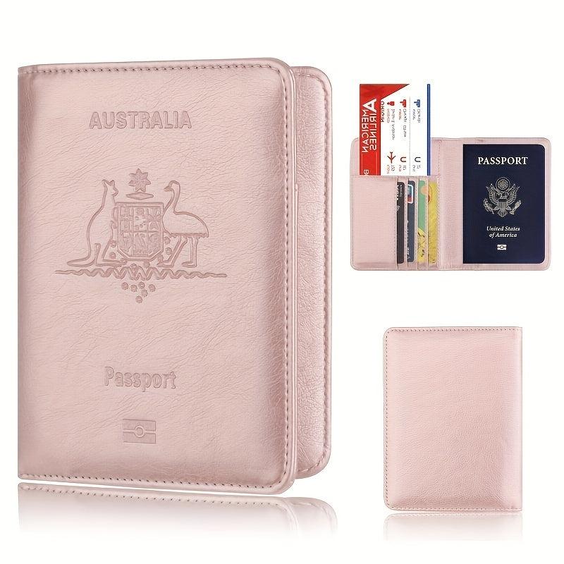 PU Leather Passport Holder Travel Ticket Business Card Organizer
