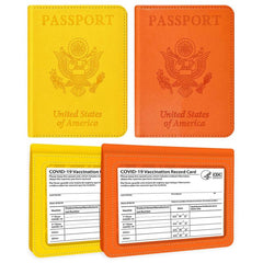 2pcs Passport & Vaccine Card Holder Combo - Leather Protector Case