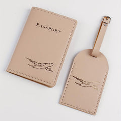 Airplane Pattern Passport Holder & Luggage Tag Set