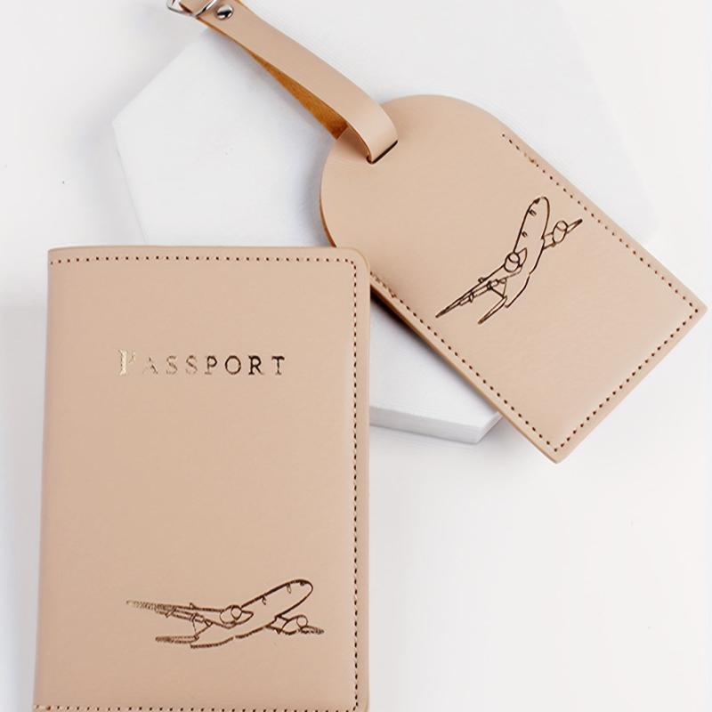 Airplane Pattern Passport Holder & Luggage Tag Set