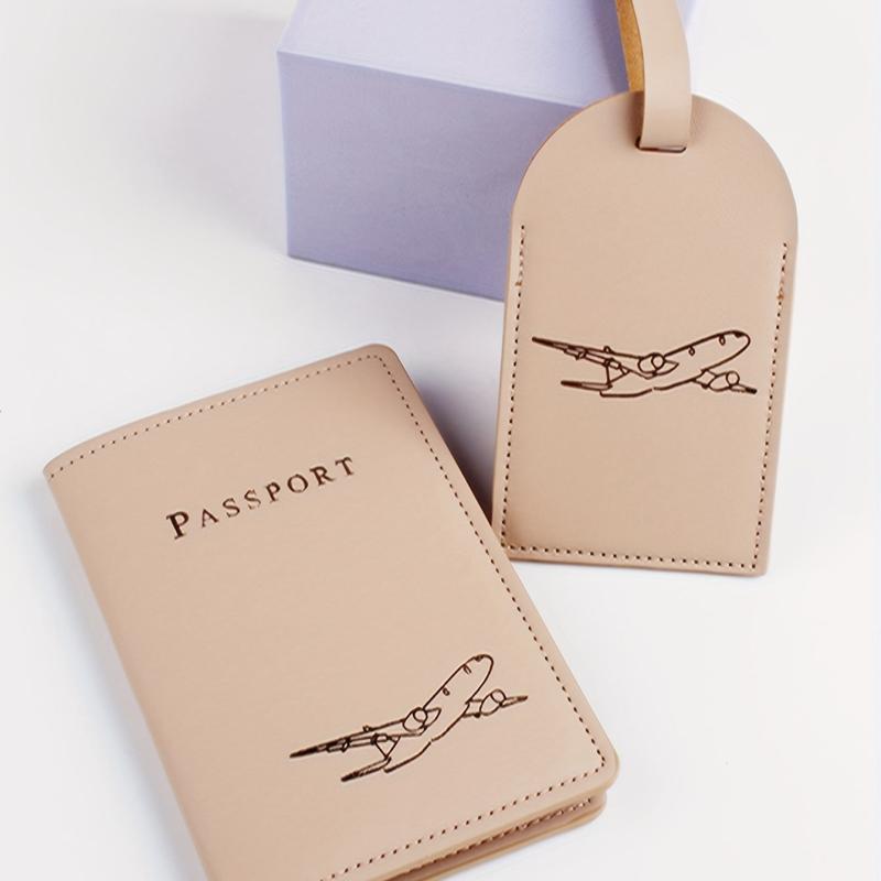 Airplane Pattern Passport Holder & Luggage Tag Set
