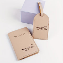 Airplane Pattern Passport Holder & Luggage Tag Set