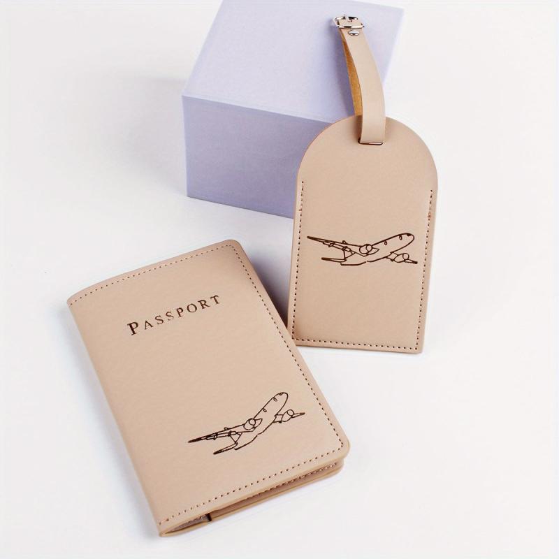 Airplane Pattern Passport Holder & Luggage Tag Set
