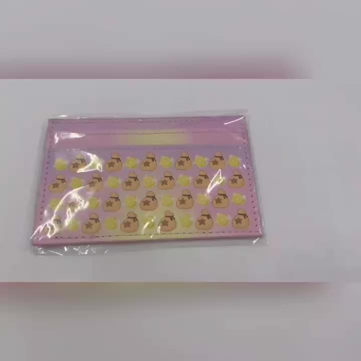 Women's Leather Card Sleeve with Double Slots - Cartoon Card Sleeve
