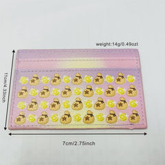 Women's Leather Card Sleeve with Double Slots - Cartoon Card Sleeve
