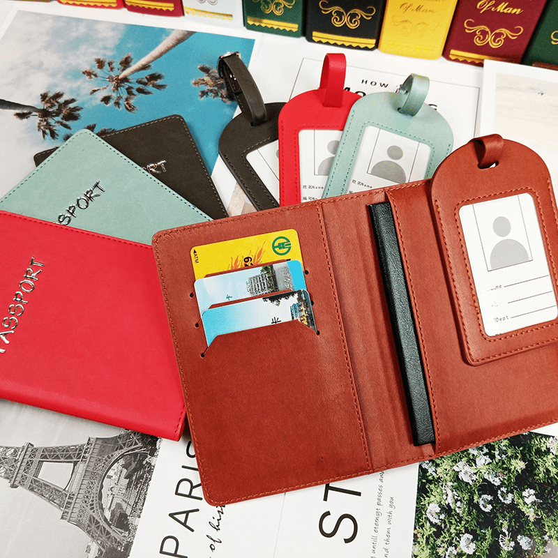 Travel Passport Holder & Luggage Tag Set