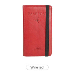 RFID Blocking Leather Passport Holder Wallet Card Case