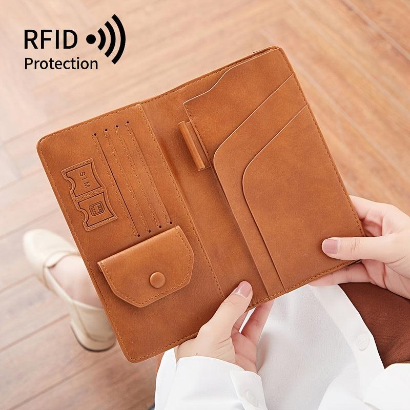 RFID Blocking Leather Passport Holder Wallet Card Case