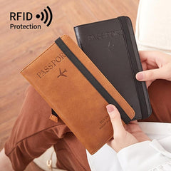 RFID Blocking Leather Passport Holder Wallet Card Case