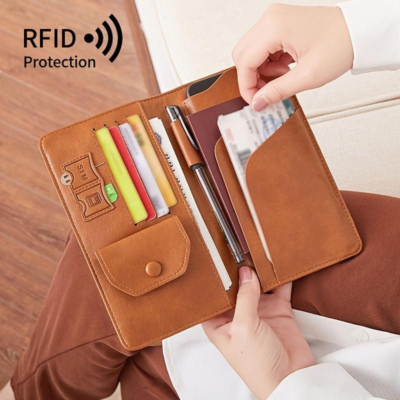 RFID Blocking Leather Passport Holder Wallet Card Case