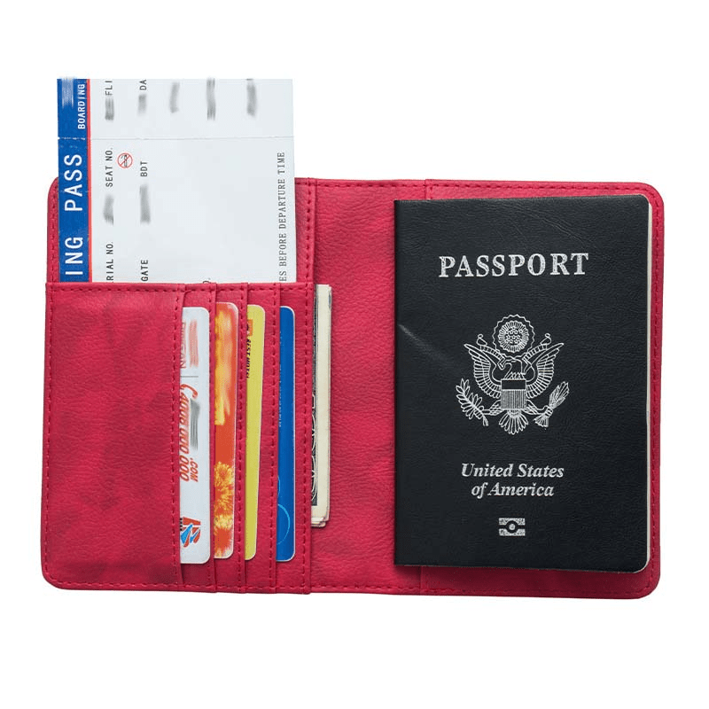 Passport Holder Vaccine Card Slot PU Leather Passport Cover Case
