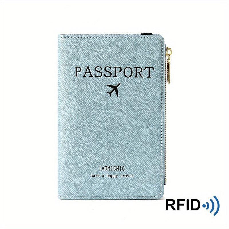 RFID Blocking Passport Holder Bifold Card Holder Zipper