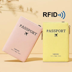 RFID Blocking Passport Holder Bifold Card Holder Zipper