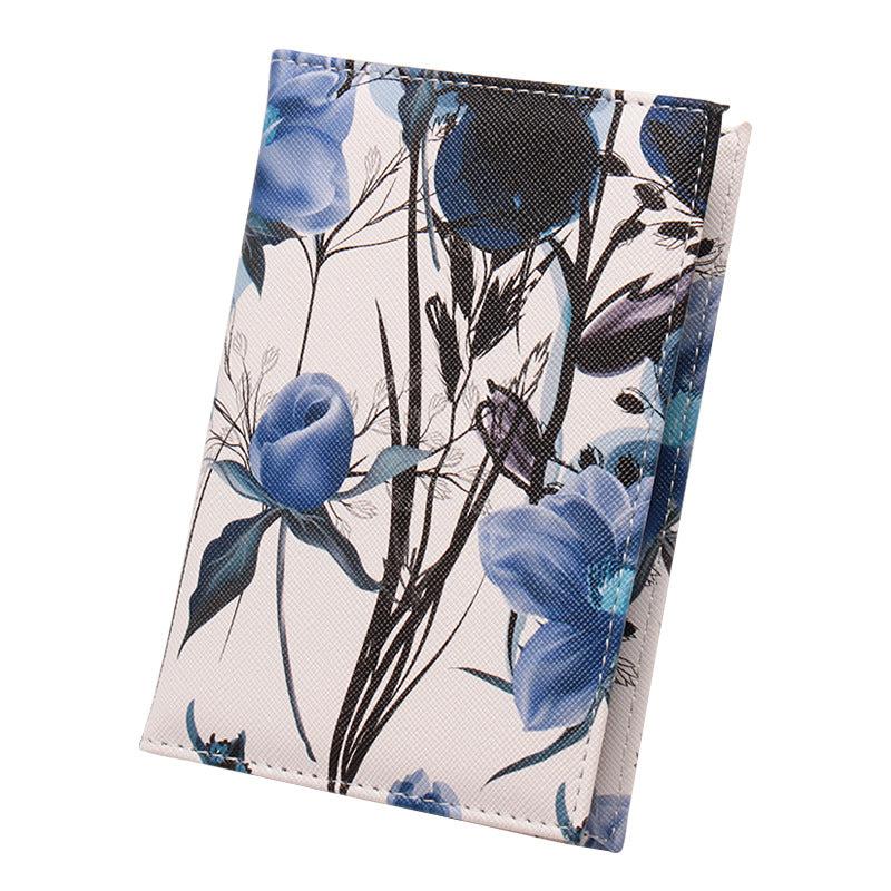 Flowers Passport Cover Leather Tickets Travel Business Credit Cards Wallet