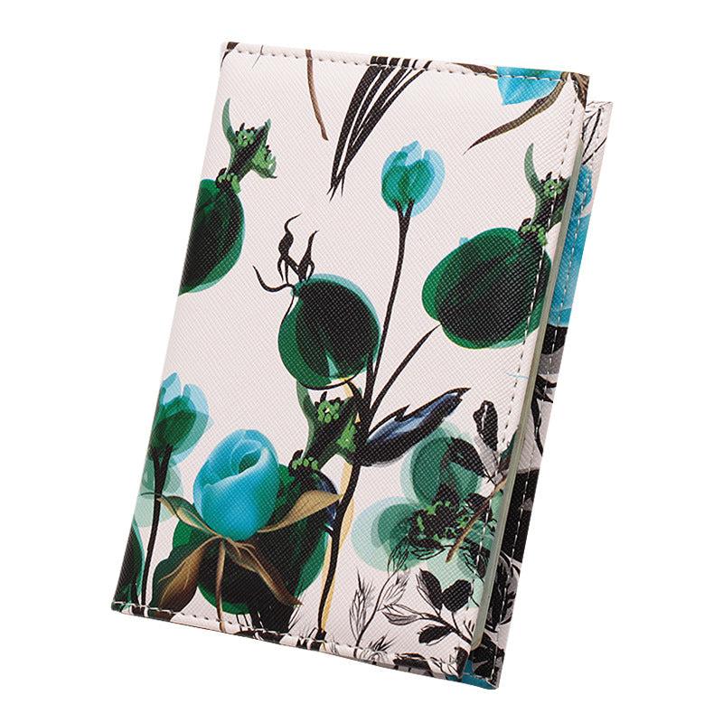 Flowers Passport Cover Leather Tickets Travel Business Credit Cards Wallet