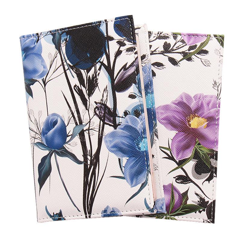 Flowers Passport Cover Leather Tickets Travel Business Credit Cards Wallet