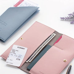 Multifunctional PU Leather Wallet Coin Purse Passport Holder Card Case