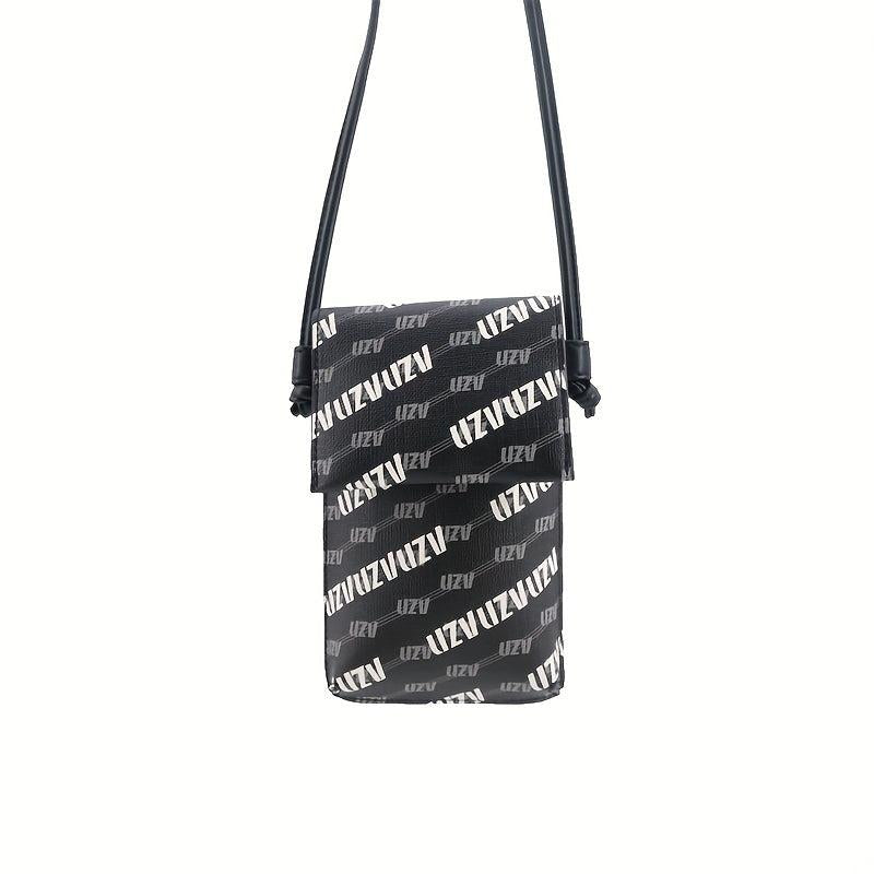 UZV Letter Pattern Crossbody Bag Men Women Phone Bag Single Shoulder Bag