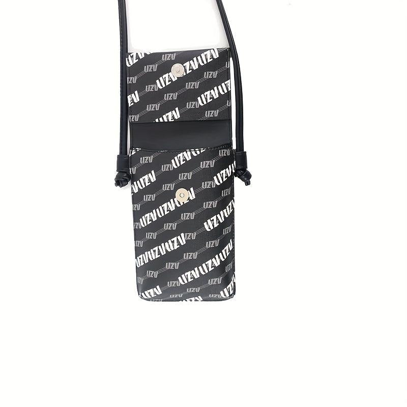 UZV Letter Pattern Crossbody Bag Men Women Phone Bag Single Shoulder Bag