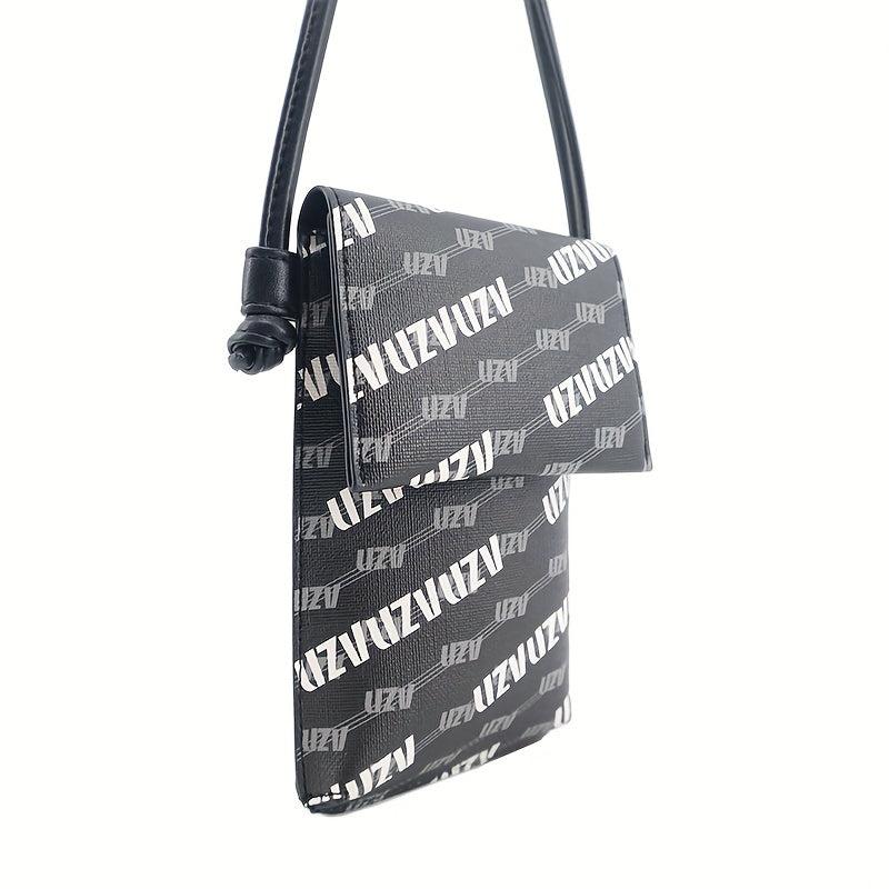 UZV Letter Pattern Crossbody Bag Men Women Phone Bag Single Shoulder Bag