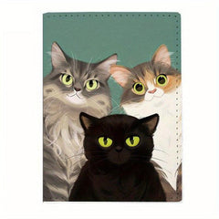 Cartoon Cat Pattern Passport Holder Waterproof Document Card Holder