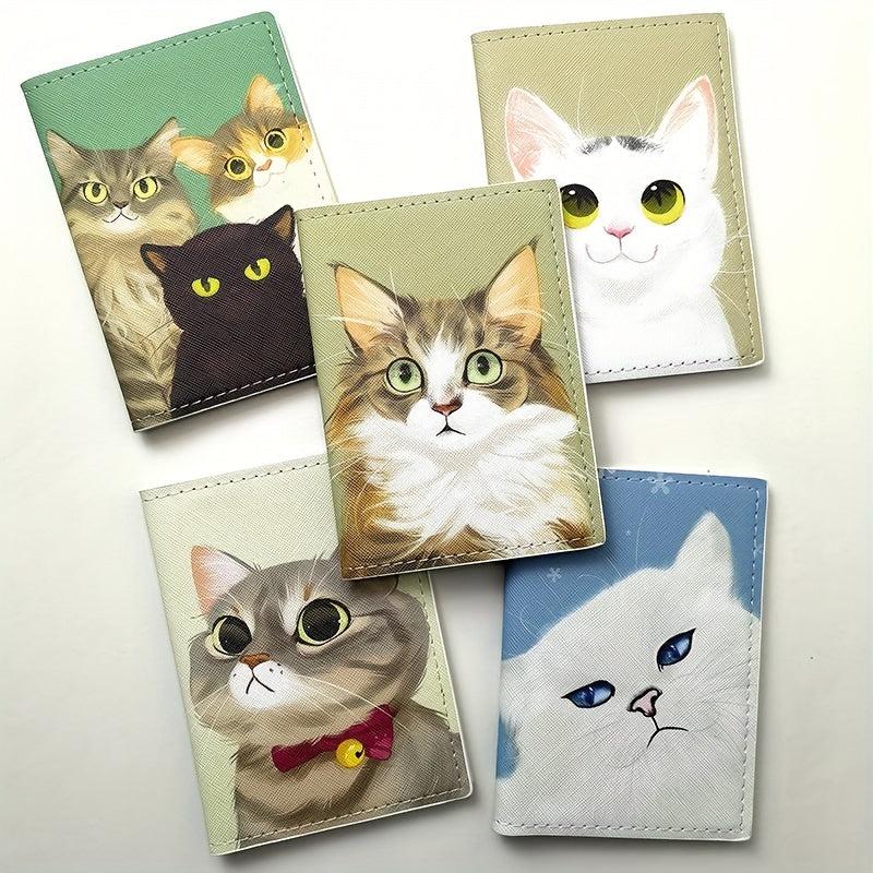 Cartoon Cat Pattern Passport Holder Waterproof Document Card Holder