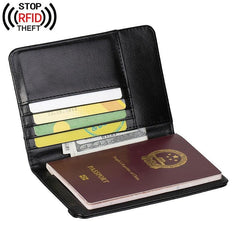 RFID Blocking Passport Holder Travel Wallet Leather Card Case
