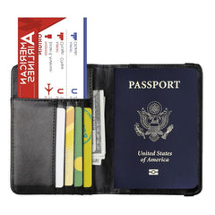 RFID Blocking Passport Holder Travel Wallet Leather Card Case