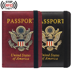 RFID Blocking Passport Holder Travel Wallet Leather Card Case
