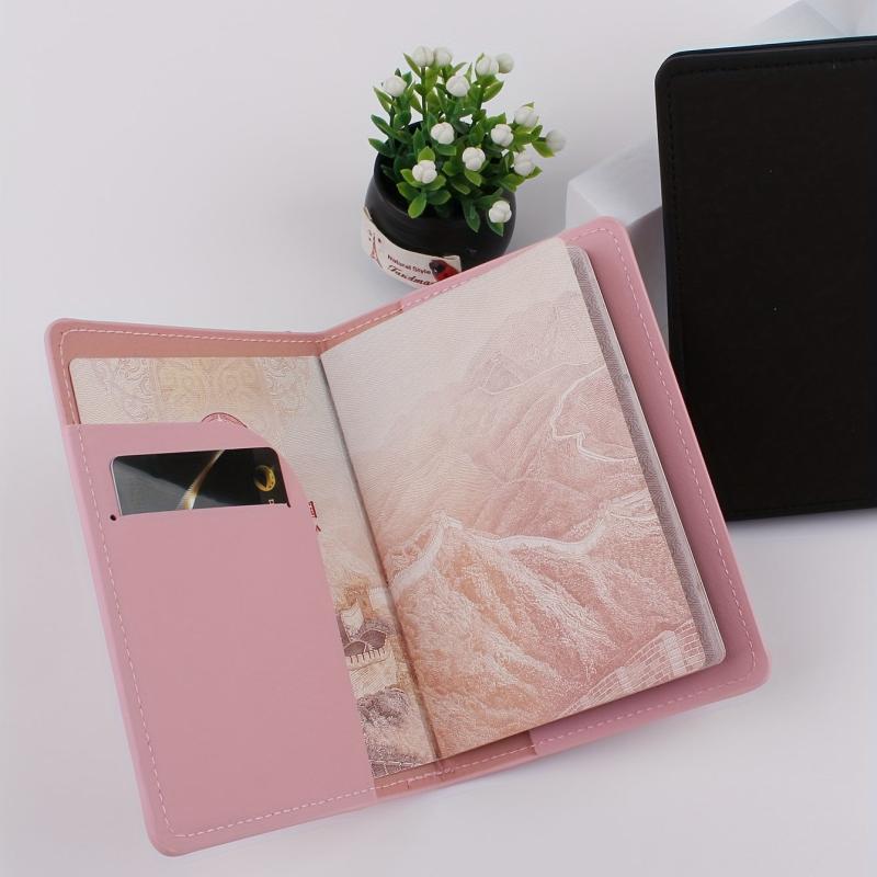 2pcs Passport Holders Plane Pattern Leather Credit Card Holder Case