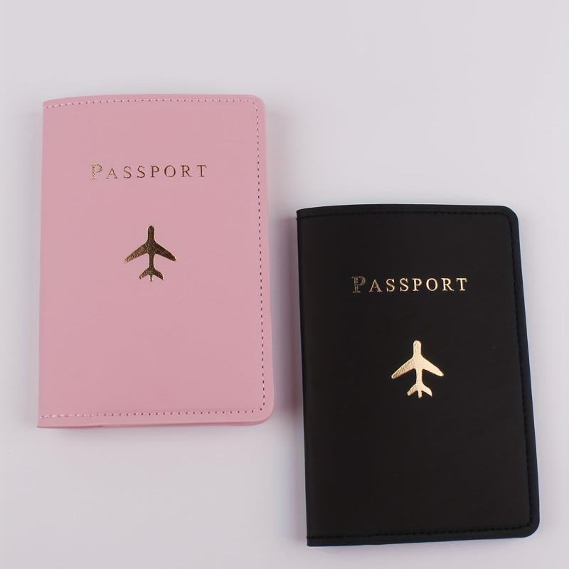 2pcs Passport Holders Plane Pattern Leather Credit Card Holder Case
