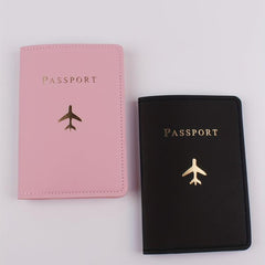 2pcs Passport Holders Plane Pattern Leather Credit Card Holder Case