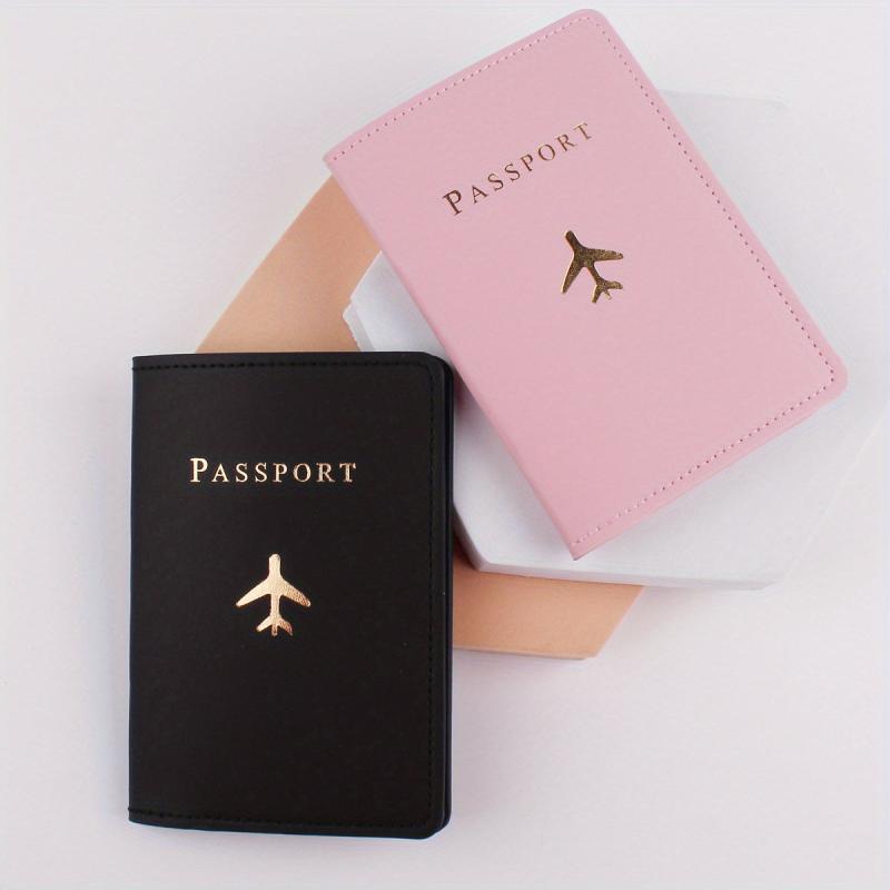 2pcs Passport Holders Plane Pattern Leather Credit Card Holder Case
