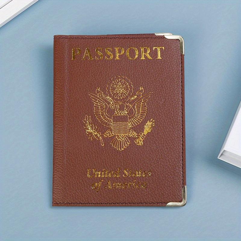 US Leather Passport Cover & Vaccine Card Holder Slim Travel Wallet for Unisex