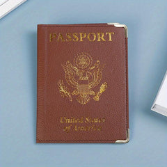 US Leather Passport Cover & Vaccine Card Holder Slim Travel Wallet for Unisex
