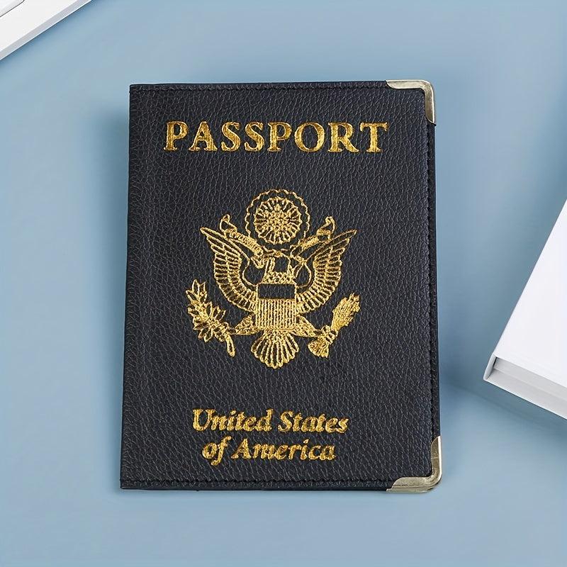 US Leather Passport Cover & Vaccine Card Holder Slim Travel Wallet for Unisex