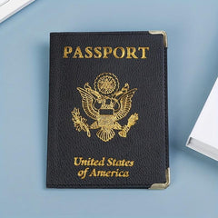 US Leather Passport Cover & Vaccine Card Holder Slim Travel Wallet for Unisex