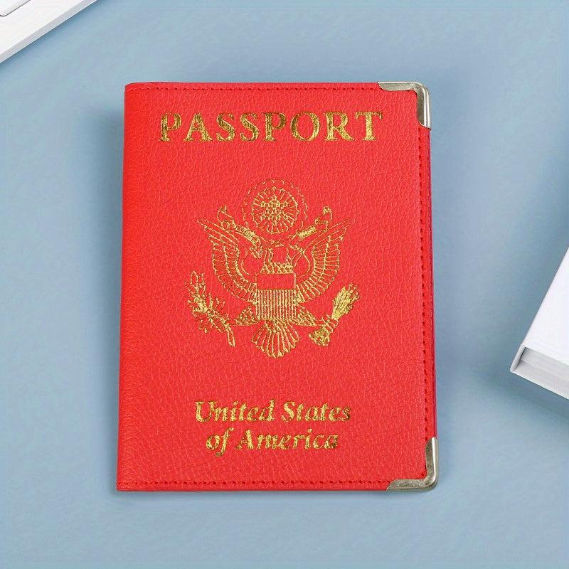 US Leather Passport Cover & Vaccine Card Holder Slim Travel Wallet for Unisex