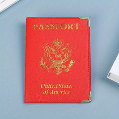 US Leather Passport Cover & Vaccine Card Holder Slim Travel Wallet for Unisex