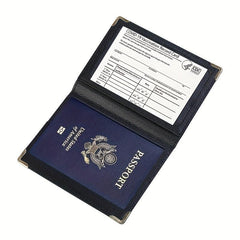 US Leather Passport Cover & Vaccine Card Holder Slim Travel Wallet for Unisex
