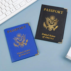 US Leather Passport Cover & Vaccine Card Holder Slim Travel Wallet for Unisex
