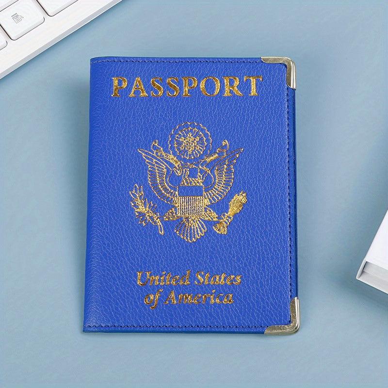 US Leather Passport Cover & Vaccine Card Holder Slim Travel Wallet for Unisex