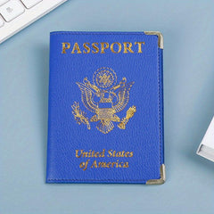 US Leather Passport Cover & Vaccine Card Holder Slim Travel Wallet for Unisex