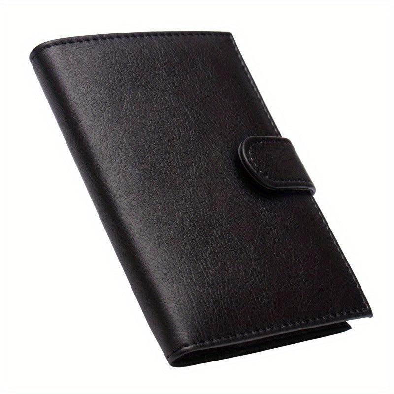 Retro Passport Holder Buckle Ticket Clip Business PU Leather Cover