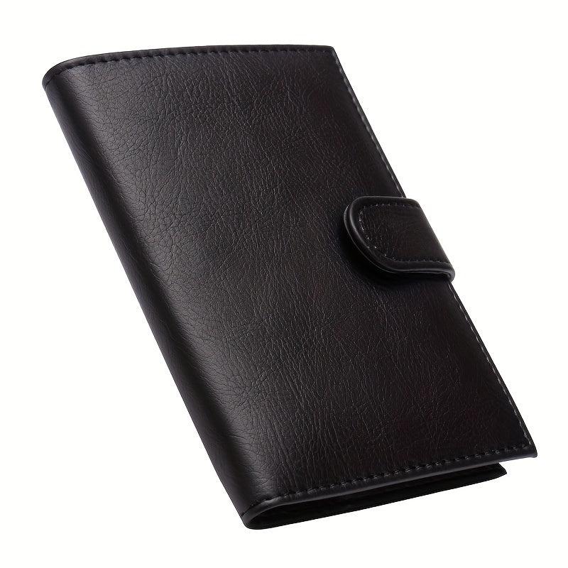 Retro Passport Holder Buckle Ticket Clip Business PU Leather Cover